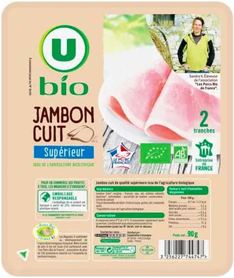 Jambon Cuit Sup Rieur Bio U Tranches G La Belle Vie