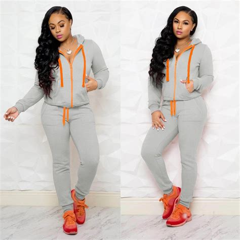 Winter Outfits Women 2pcs Long Sleeve Hoodies Pants Two Piece Sweat Suit Women Cotton Jogging