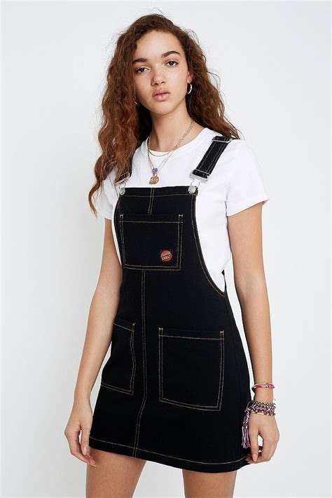 Santa Cruz Uo Exclusive Black Pinafore Mini Dress Urban Outfitters Uk