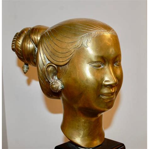 Original Vietnamese Young Woman Bronze Sculpture By Nguyen Thanh Le