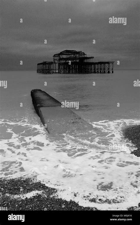 Dramatic Skies Over The Ruined West Pier Brighton And Hove East Sussex