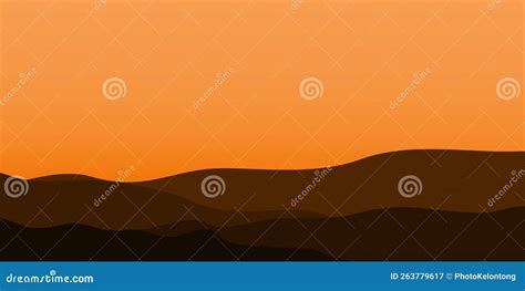 Silhouette View of Mountain with Sunset Background Stock Vector ...