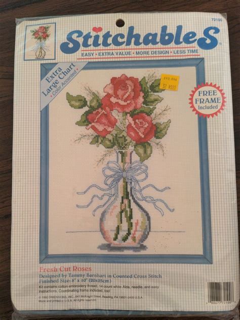 Dimensions Stitchables Fresh Cut Roses Counted Cross Stitch Kit