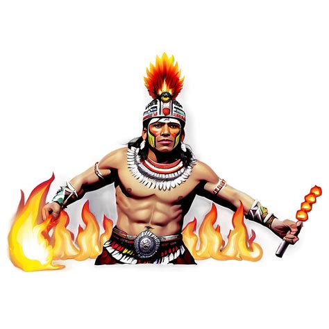 Download Aztec Warrior With Fire Torch Png Sft