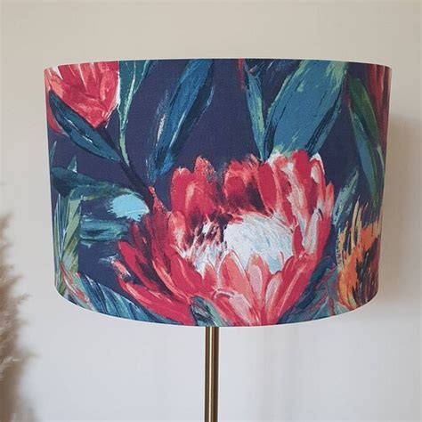 Vibrant Blue Teal Australian Flowers Lampshade Custom Made Etsy Australia