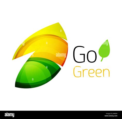 Abstract Eco Leaves Logo Design Made Of Color Pieces Various