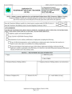 Fillable Online Alaskafisheries Noaa Application For Temporary Military