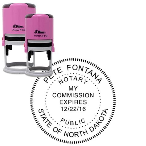 North Dakota Notary Pink Stamp Rectangle Simply Stamps