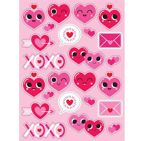 VALENTINES DAY HEART EMOJI STICKERS, 4 CT - Walmart.com - Walmart.com