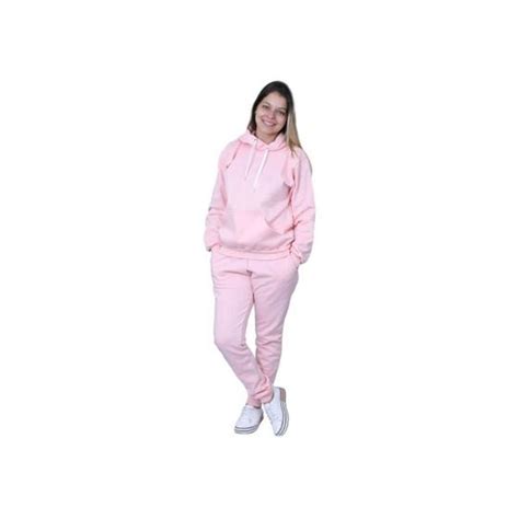 Conjunto Moletom Feminino Abrigo Calça E Blusa Canguru Capuz Allo