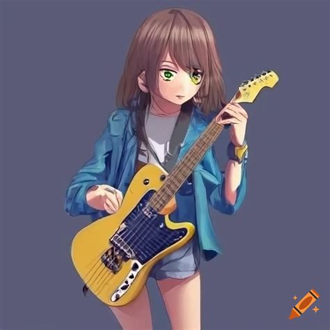 Anime Girl Playing A Yellow Fender Telecaster Electric Guitar On Craiyon