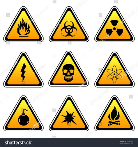 Warning Sign Compilation Set Various Symbols Stock Illustration ...