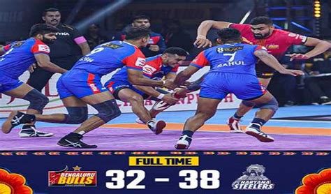 PKL Haryana Steelers Register 38 32 Win Over The Bengaluru Bulls