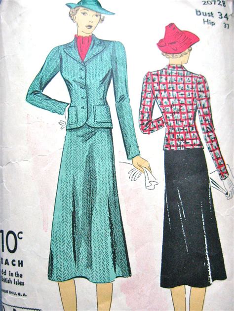 1930s Du Barry 2072b Vintage 30s Womens Suit Sewing Pattern Bust 34