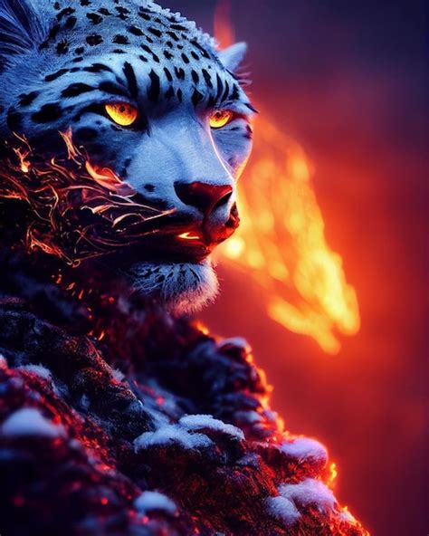 Premium Photo | A tiger with glowing eyes is shown in this digital art illustration.