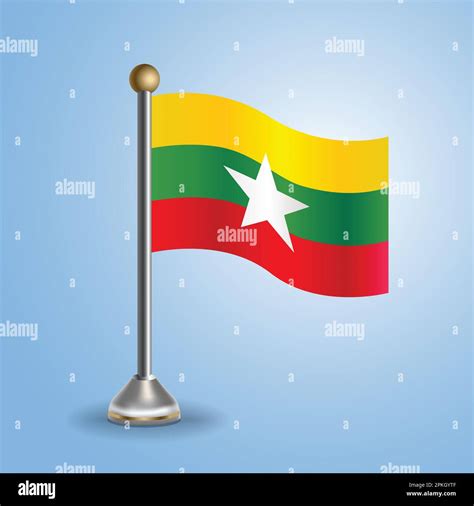 State Table Flag Of Myanmar National Symbol Vector Illustration Stock