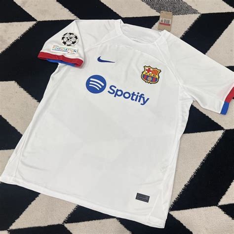 Jual Barca Barcelona Away Patch Ucl Jersey Baju Bola Putih