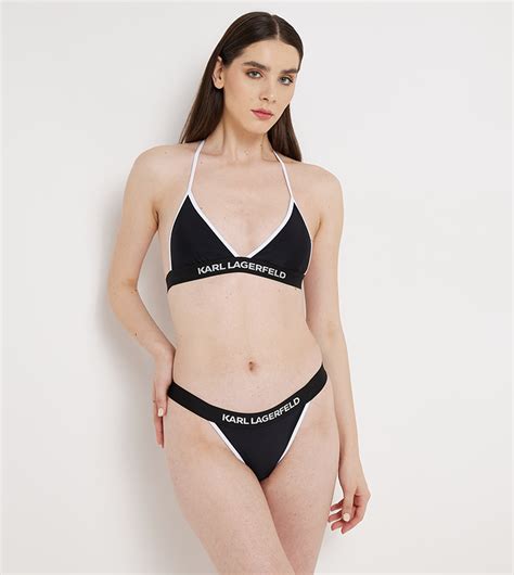 Buy Karl Lagerfeld Logo Waistband Contrast Trim Bikini Brief In Black