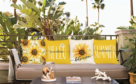 Sunflower Pillow Covers 18x18 Set Of 4 Summer Throw Pillow