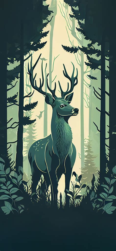 Deer In Forest Sage Green Wallpapers Deer Wallpapers IPhone