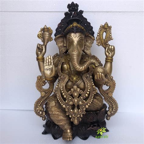 Brass Ganesh Statue 21 Inch Ganesh Figurine Home Decor Temple