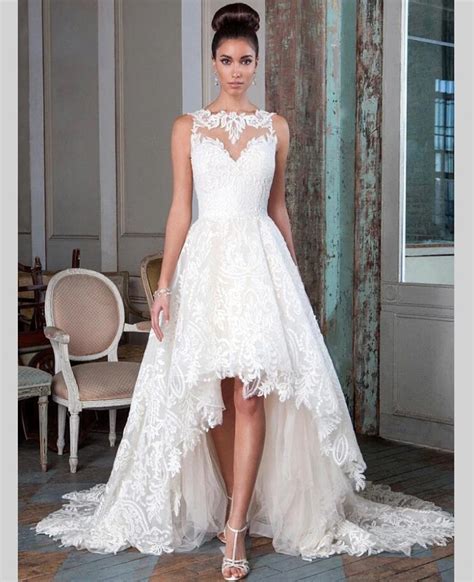 Sexy Lace Backless High Low Wedding Dresses 2016 Short Front Long Back Wedding Gown Bridal Bride