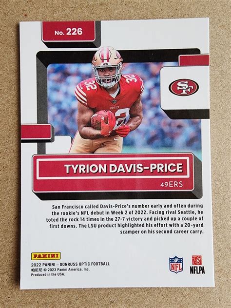 Panini Donruss Optic Tyrion Davis Price Rated Rookie Ers Rc