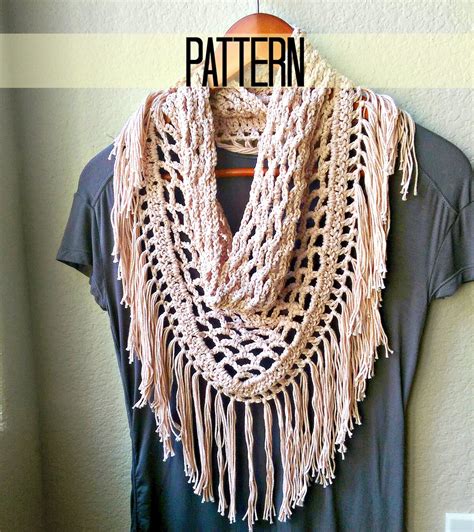 Crochet Scarf Pattern Triangle Scarf Pattern Fringe By Myandgg