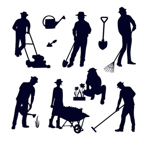 Free Vector | Hand drawn yard work silhouette