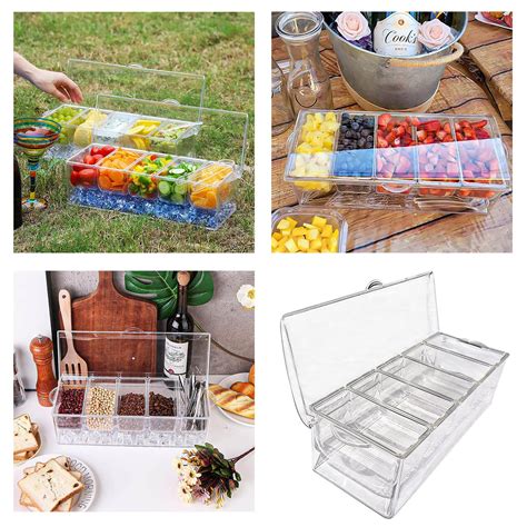 Ice Chilled Condiment Caddy With 5 Containers25 Cup Serving Tray