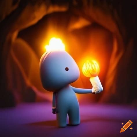 Ultra Detailed 3d Bunny Holding A Torch In A Cave