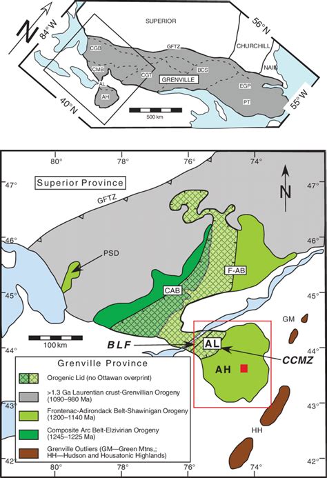 Location diagram showing the Grenville Province, extent of rocks known... | Download Scientific ...