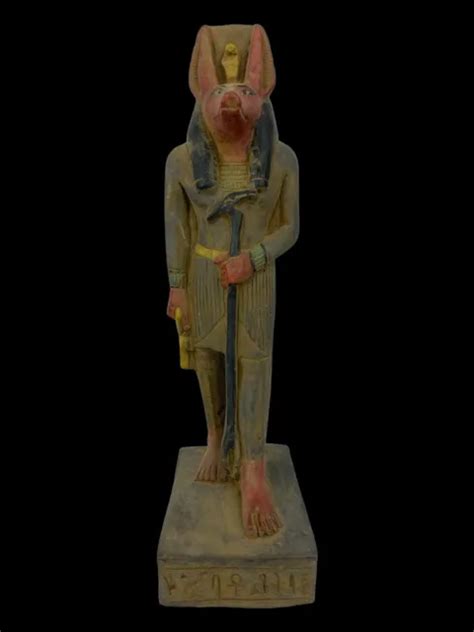 Rare Ancient Egyptian Antique Statue God Anubis With Symbol Key Of Life