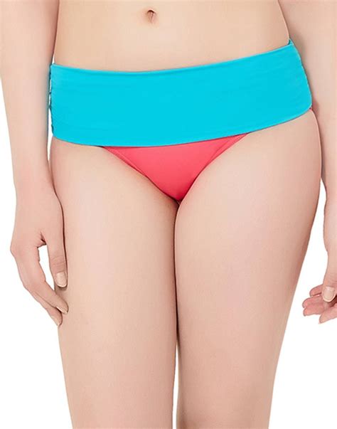 Buy Amante Turquoise Pink Ruched Waist Bikini Bottom L Online