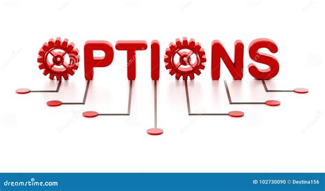 Gears Forming Letter O In Options Text 3d Illustration Stock