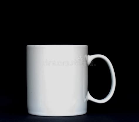 White Mug on Black Background Stock Photo - Image of container, black ...