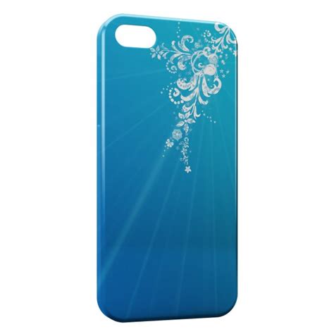 Coque IPhone 4 4S Blue Style White Flowers Pixypia