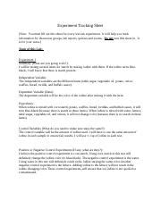 Cell Chemistry Experiment Tracking Sheet Docx Experiment Tracking