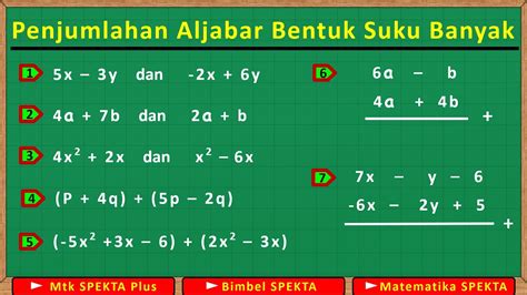 Penjumlahan Aljabar Bentuk Suku Banyak Youtube