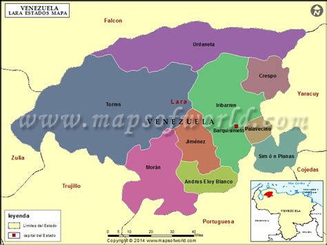mapa del estado lara estado lara venezuela