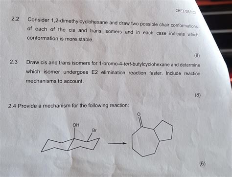 Solved 2 2 Consider 1 2 Dimethylcyclohexane And Draw Two Chegg