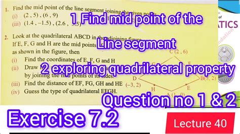 Midpoint Formula Quadrilateral Properties Class Th Math Exercise