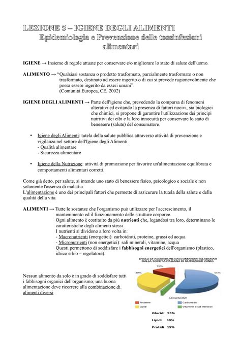 5 Igiene Degli Alimenti LLEZIONE 5 IGIENE DEGLI ALIMENTIEZIONE 5