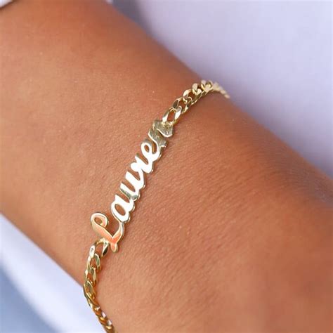 14k Solid Gold Name Bracelet Custom Gold Name Bracelet Curb Etsy