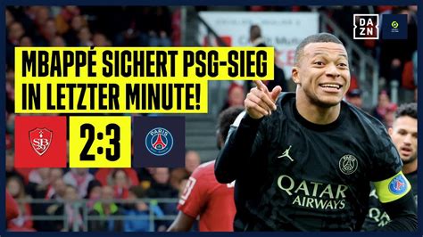 Später Doppelpack von Mbappé sichert PSG Sieg Brest PSG 2 3 Ligue