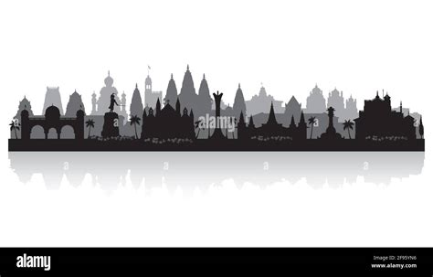 Pune India city skyline vector silhouette illustration Stock Vector ...