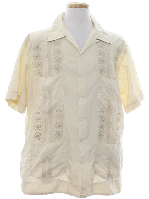 Retro 80 S Guayabera Shirt 80s Campos Mens Light Maize And Bronze