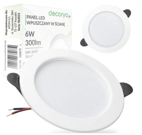 Lampka Na Sufit SLIM LED 6W 230V Oprawka Wpuszczana Barwa Zimna 6500K