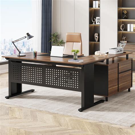 tribesigns executive desk  file cabinet  australia ubuy