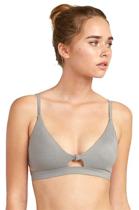 Rvca Solid Knot Bralette Bikini Top Truffle